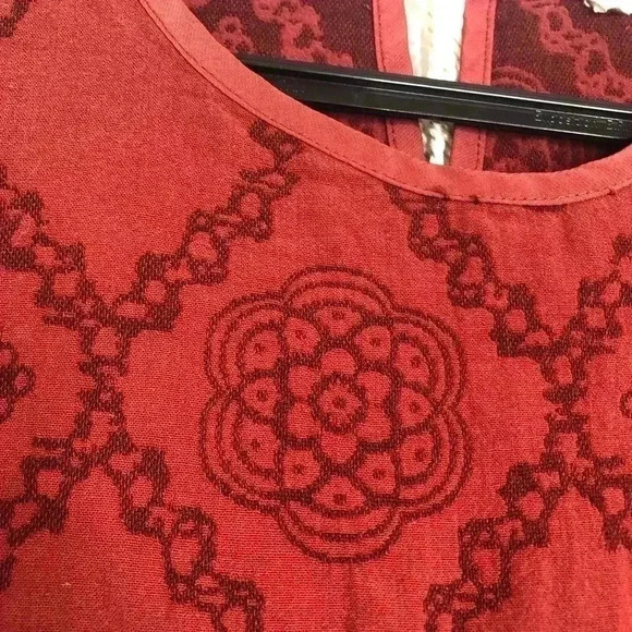 Altar’d State  Boho Embroidered Shirt Red Sz Medium - Picture 4 of 16